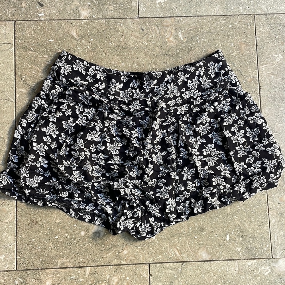 LF black floral soft shorts